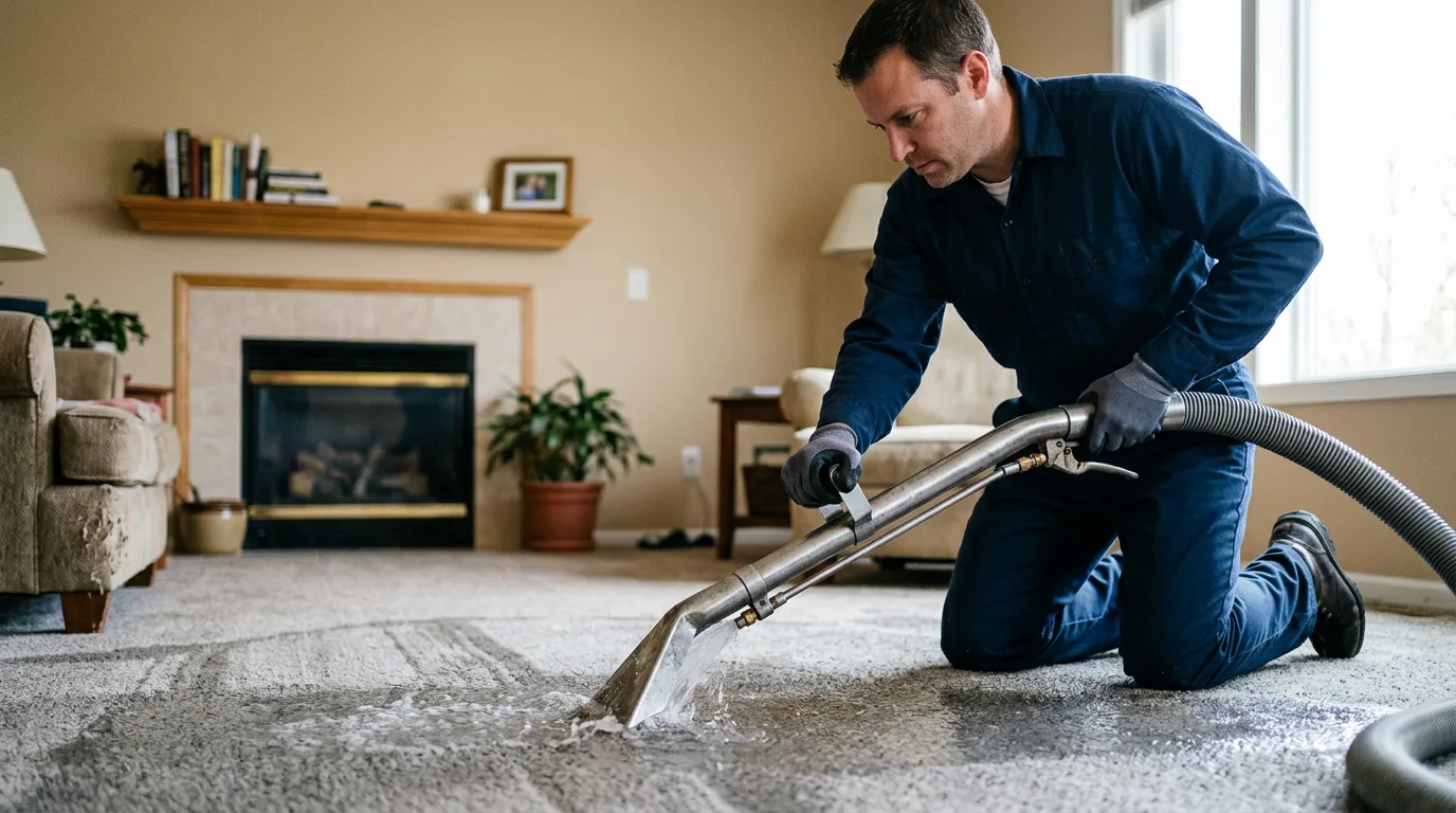 Water damage restoration technician working near Tremont, IL